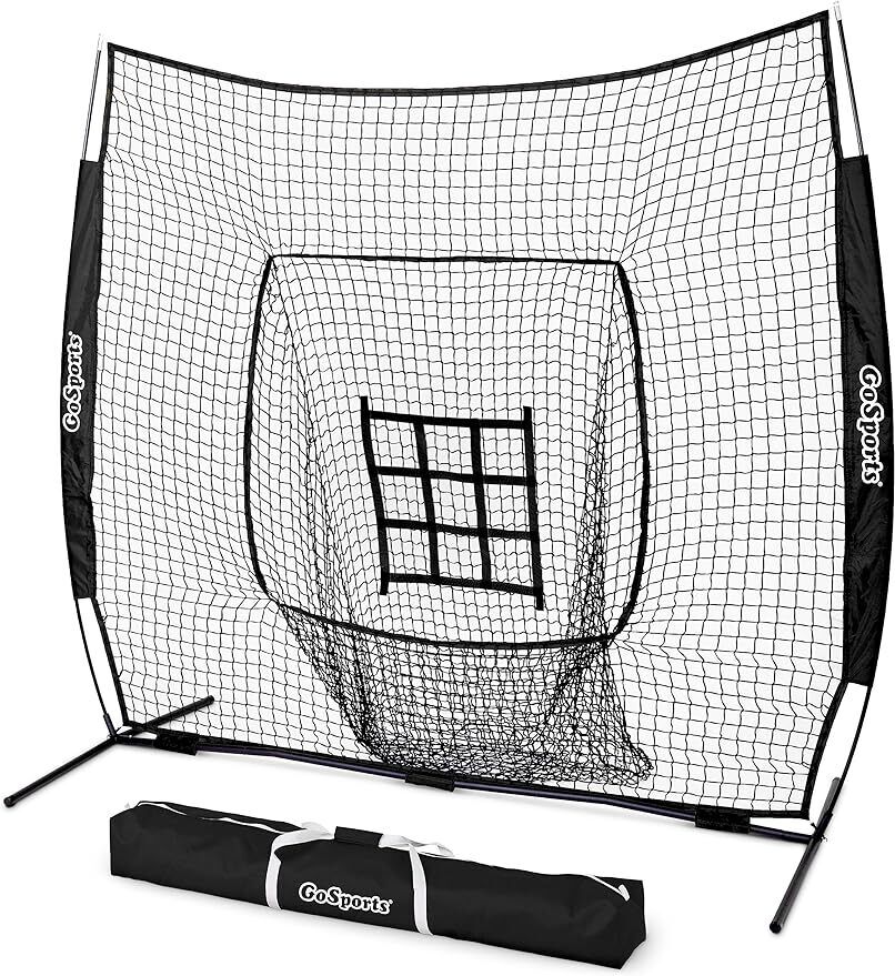 7ft x 7ft Baseball & Softball Practice Hitting, Pitching Net with Bow Type Frame