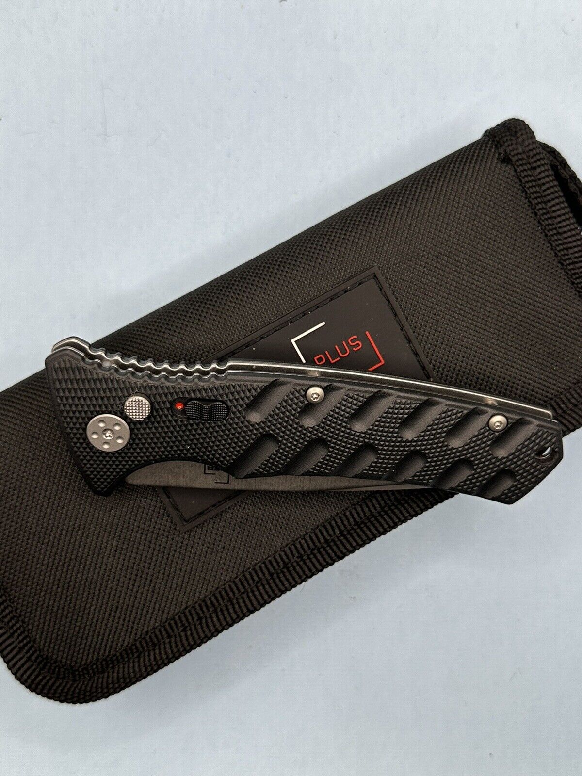 Boker Plus Button Lock Black Aluminum Folding D2 Knife 01BO457N