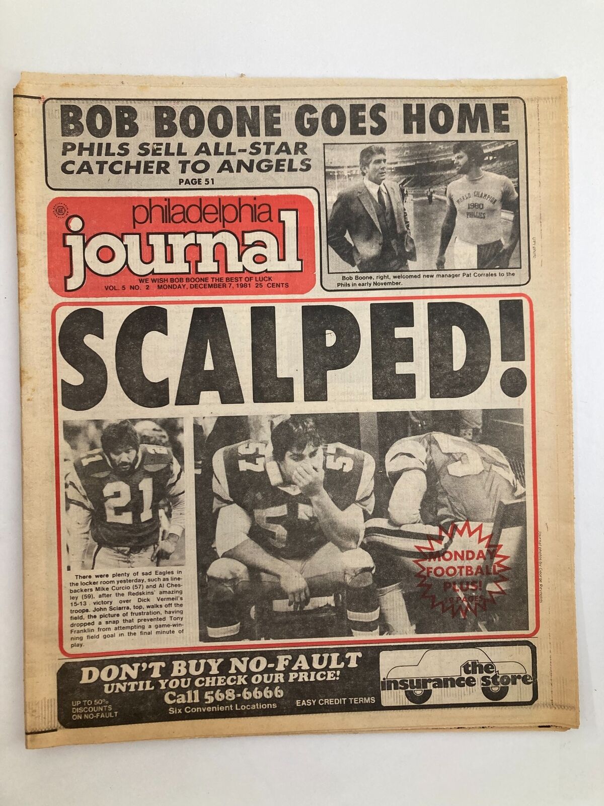 Philadelphia Journal Tabloid December 7 1981 Vol 5 #2 NFL Eagles Mike Curcio