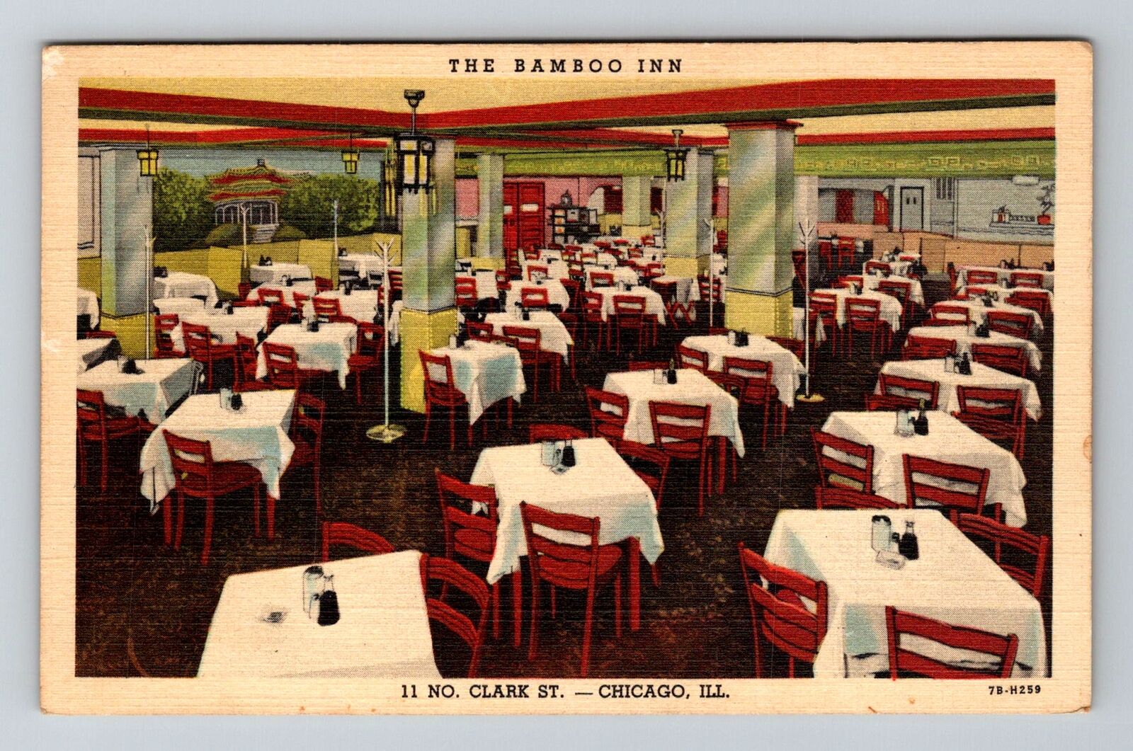 Chicago IL-Illinois, The Bamboo Inn, Dining Room, Vintage Postcard