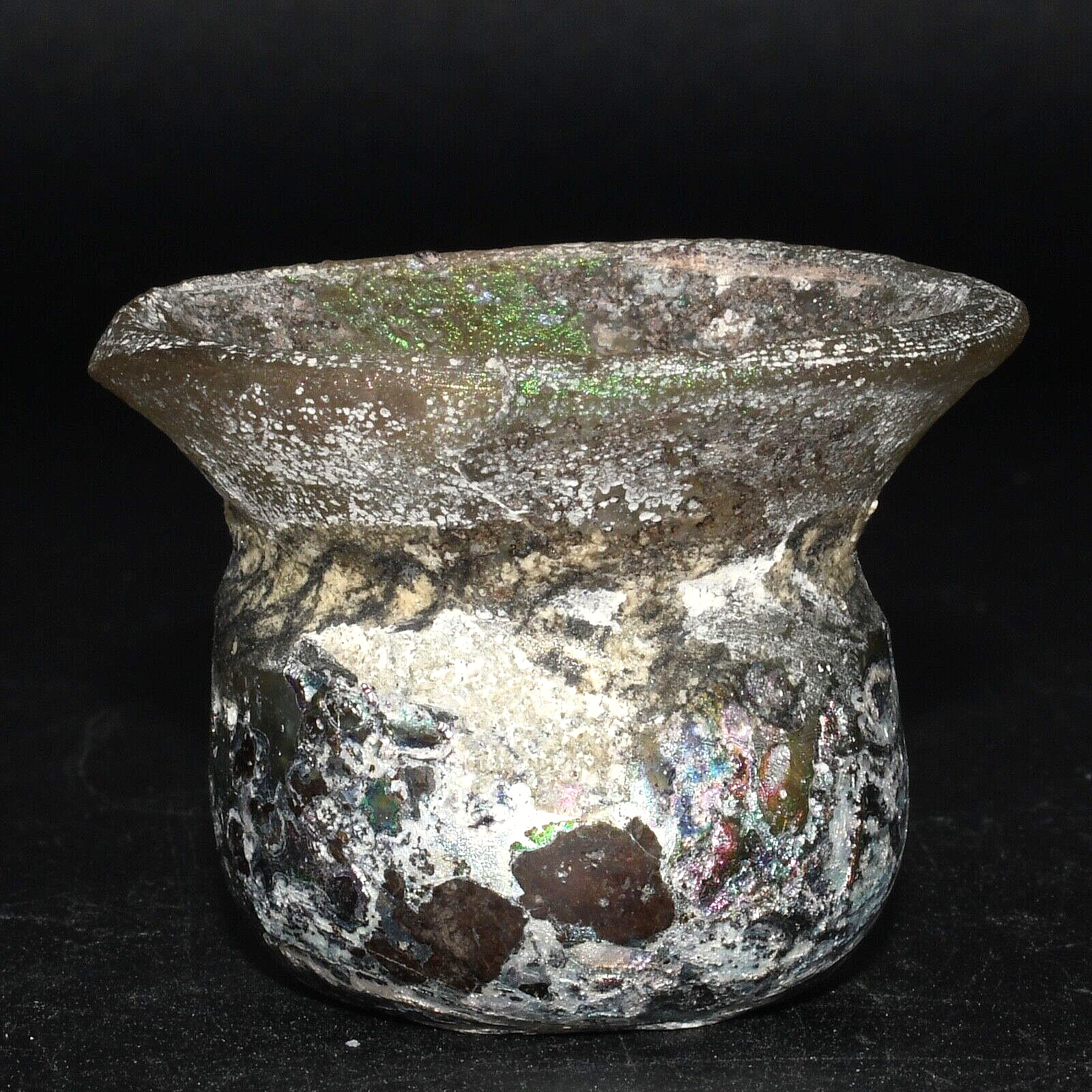 Original Ancient Roman Glass Medicine Cosmetics Glass Pot Ca. 1st-2nd Century AD