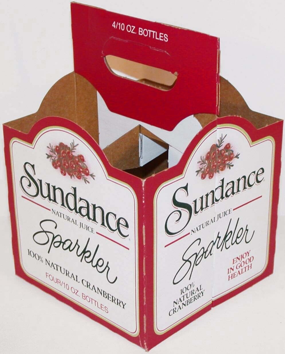 Vintage bottle carton SUNDANCE SPARKLER Natural Cranberry 4 pack 10oz size nrmt