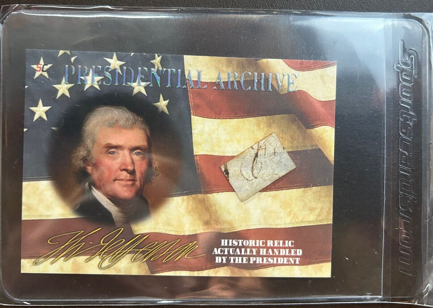 THOMAS JEFFERSON RELIC CARD HANDLED BY THE PRESIDENT ARCHIVE Handwritten