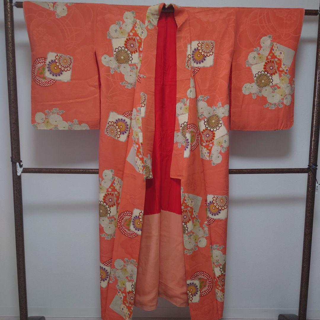 Japanese J11 Kimono Antique Pure Silk Showa Retro Taisho Flower Pattern