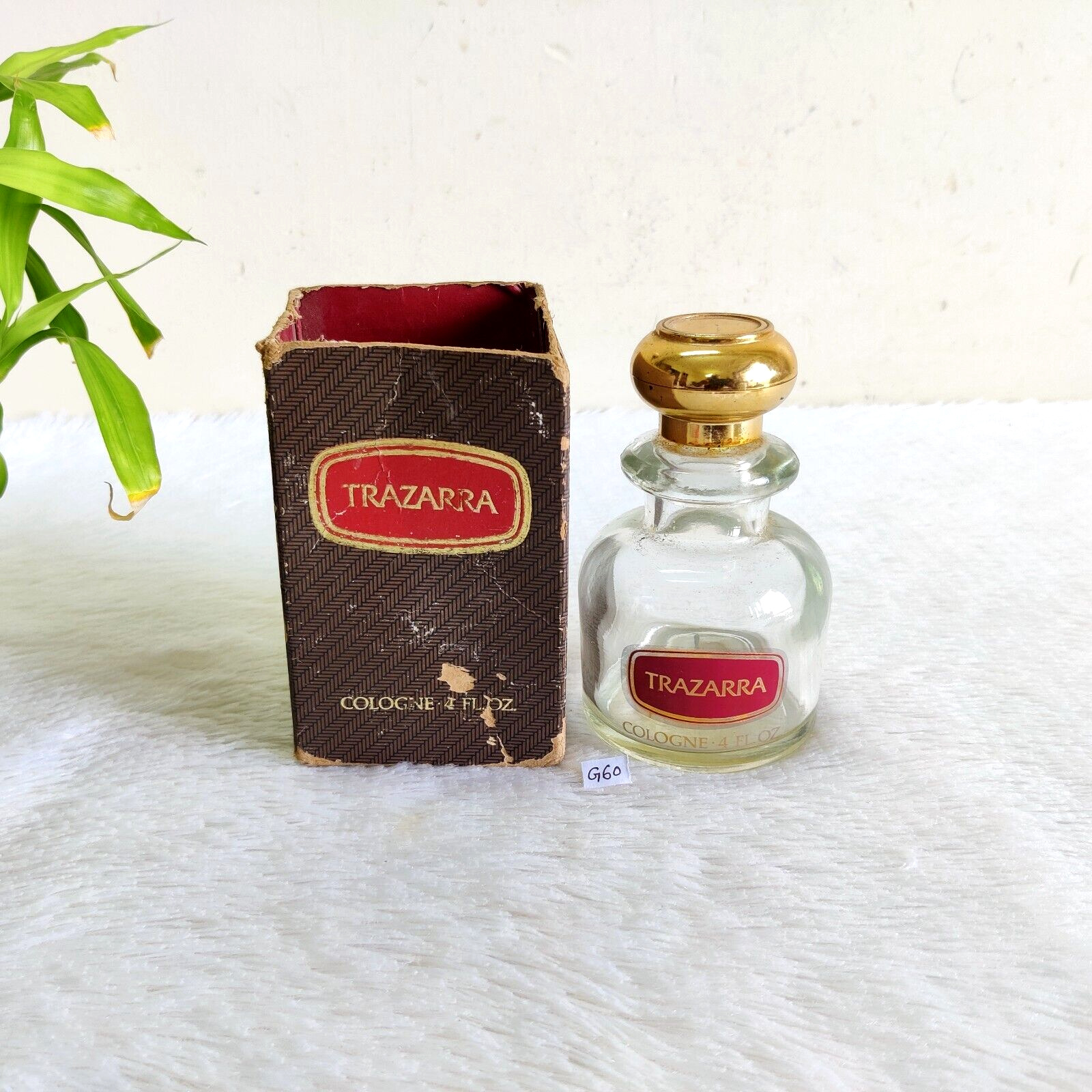 1970s Vintage Trazarra Cologne 4 Fl Oz Perfume Clear Glass Bottle Decorative G60