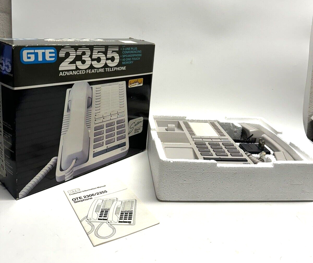 VINTAGE GTE-2355 Advanced Feature One Touch Memory Wall Desk Landline Telephone