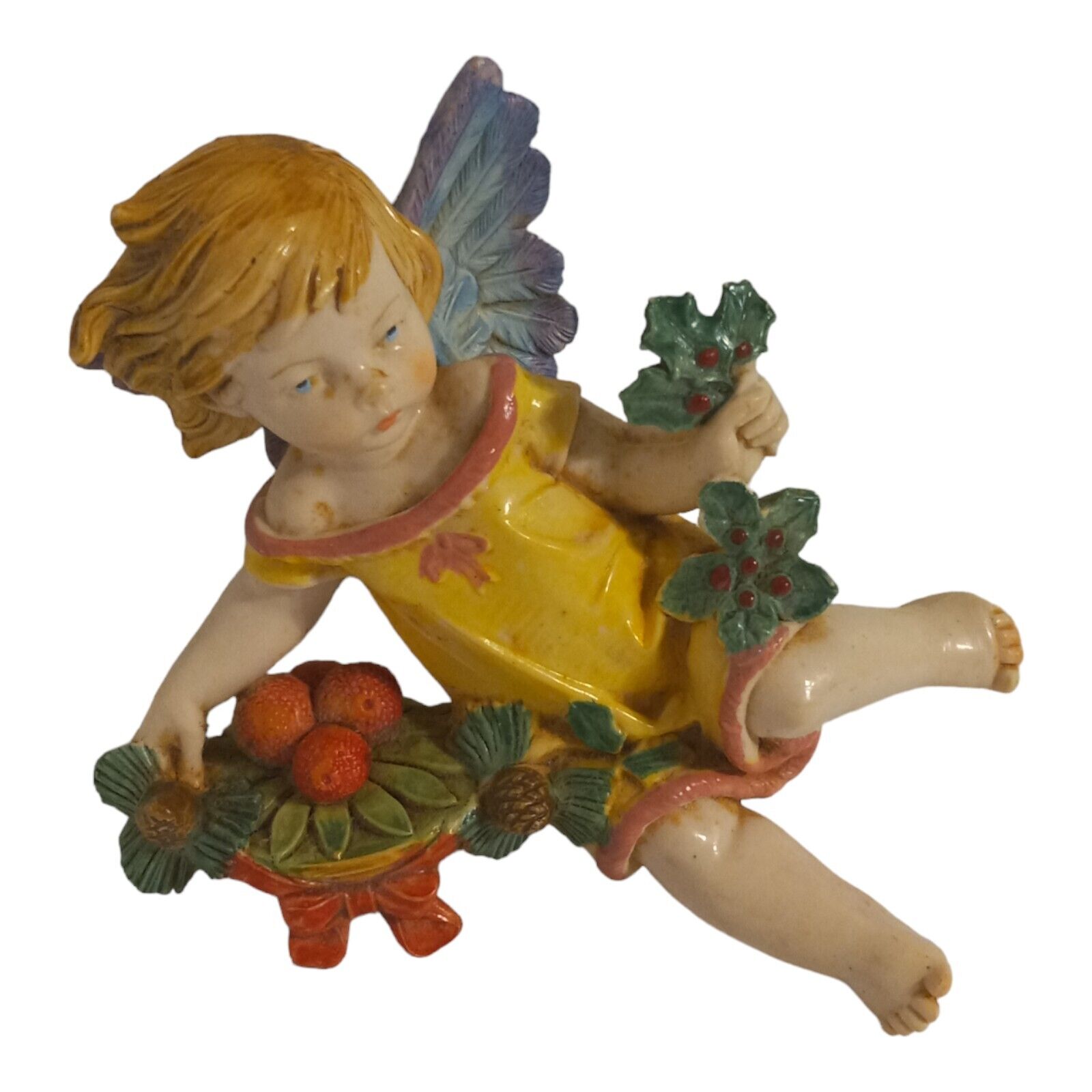 Vtg Fontanini E Simonelli Angel Cherub Seasons Hanging Figurine Italy 