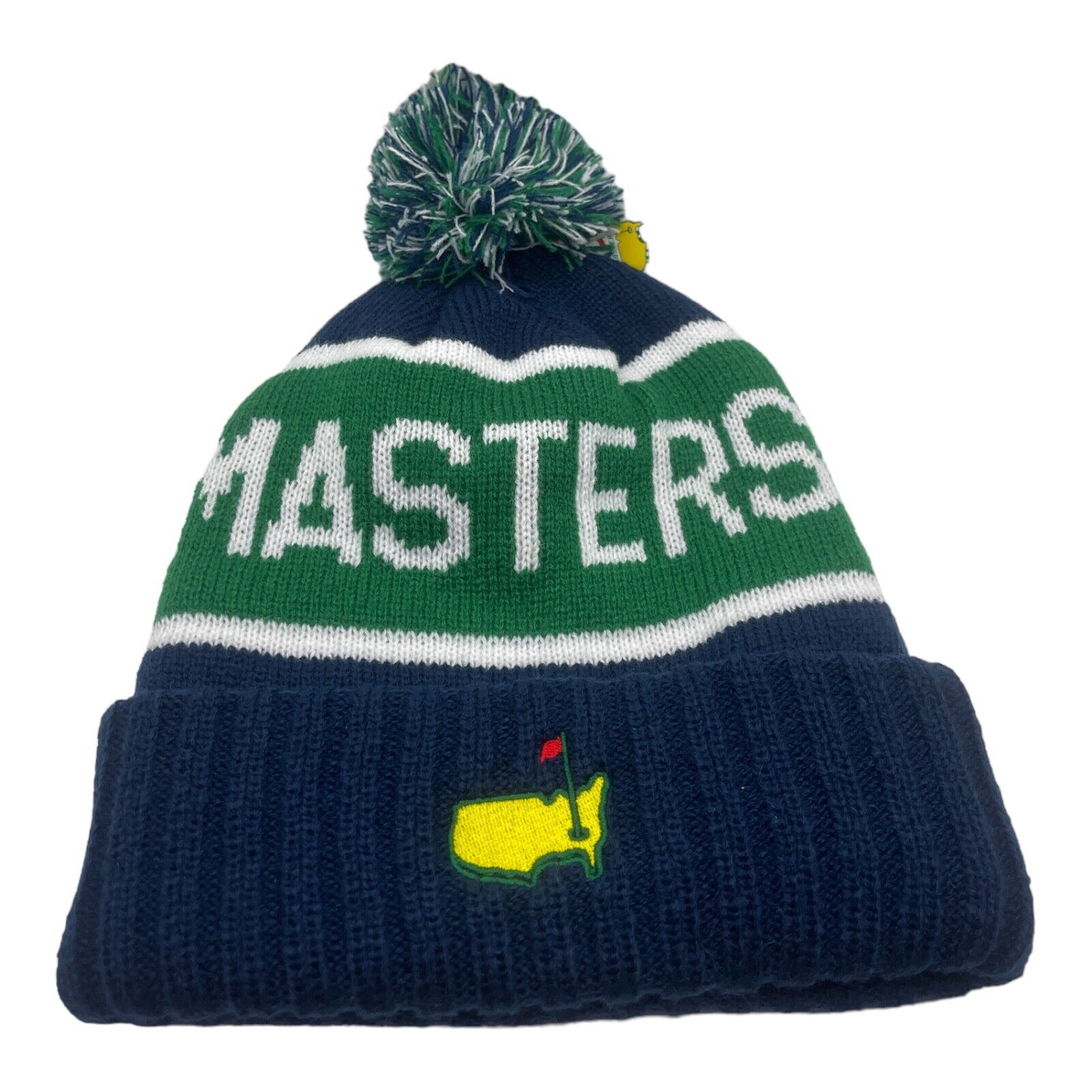 2024 Masters Navy Toboggan Ski Hat with Pom Cold Weather Knit Hat Beanie Augusta
