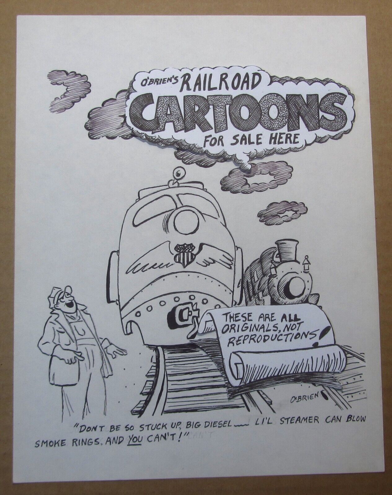 Original Gag Panel Comic by John O'Brien...Former ghost artist for Bill Ward