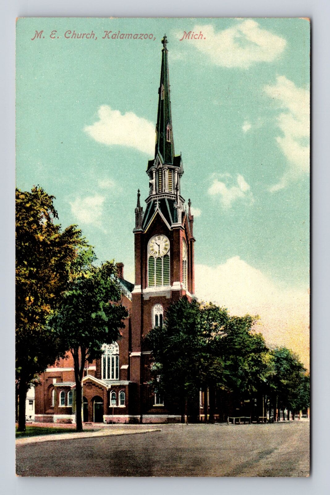 Kalamazoo MI-Michigan, M.E. Church, Antique Vintage Souvenir Postcard