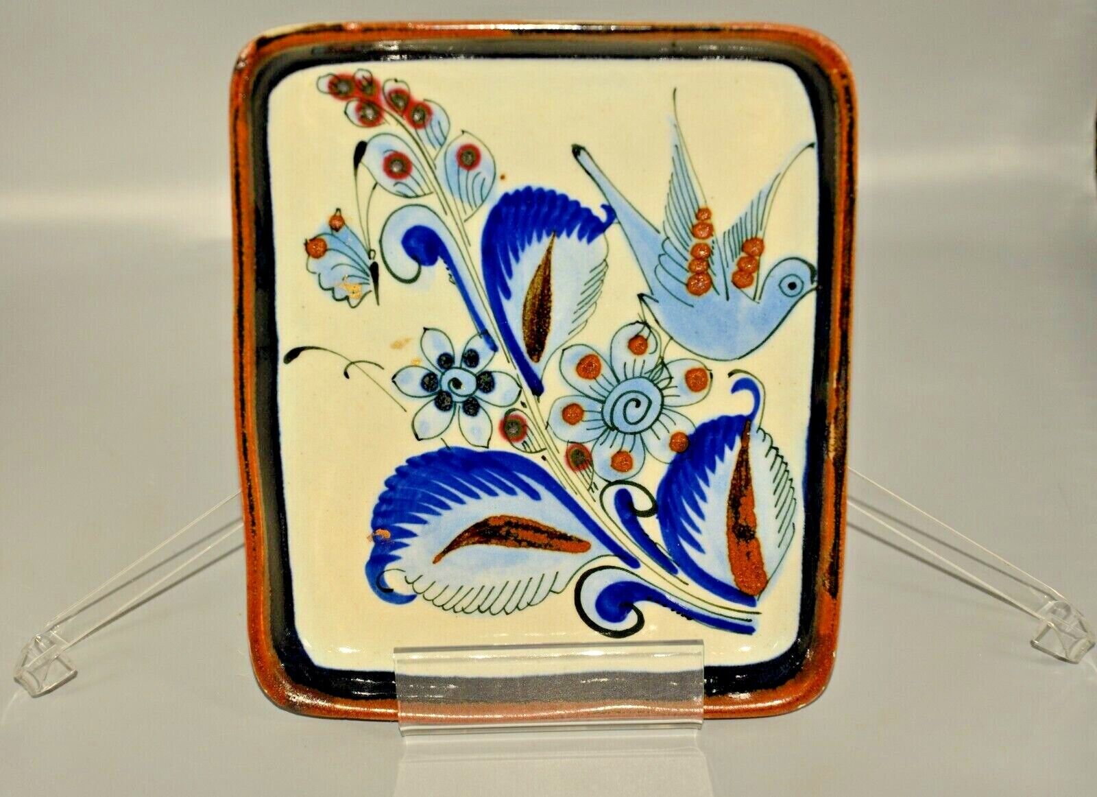 KEN EDWARDS Original Vintage Signed El Palomar Hand Painted Mexico Pottery Plate