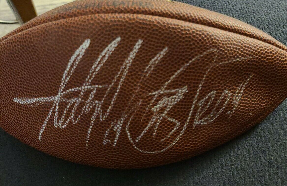 ADRIAN PETERSON SIGNED NFL FOOTBALL TITANS TENNESSEE WTF ROY W/COA+PROOF WOW