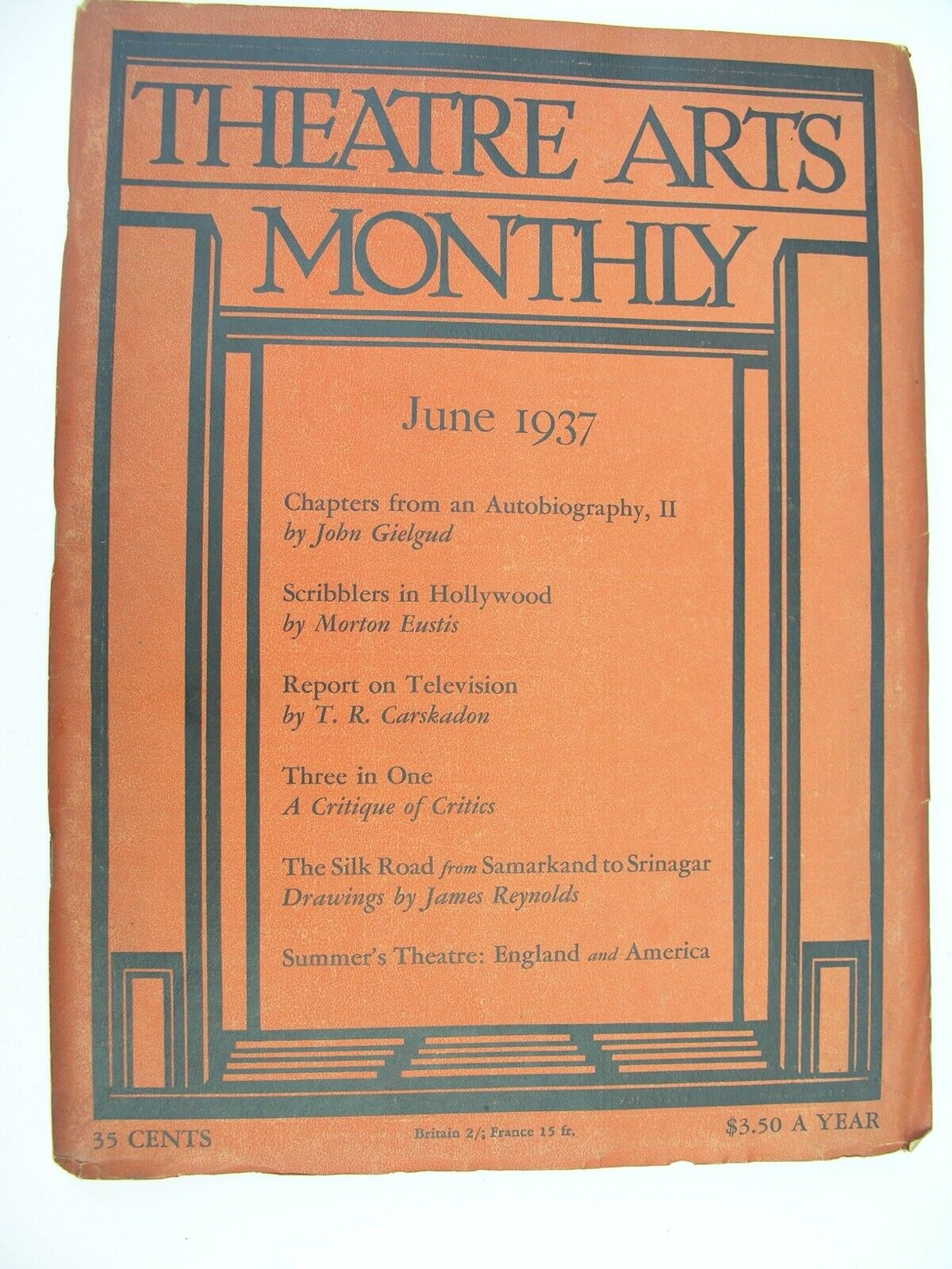 THEATRE ARTS MONTHLY June 1937 John Gielgud Television Philo Farnsworth Grimaldi