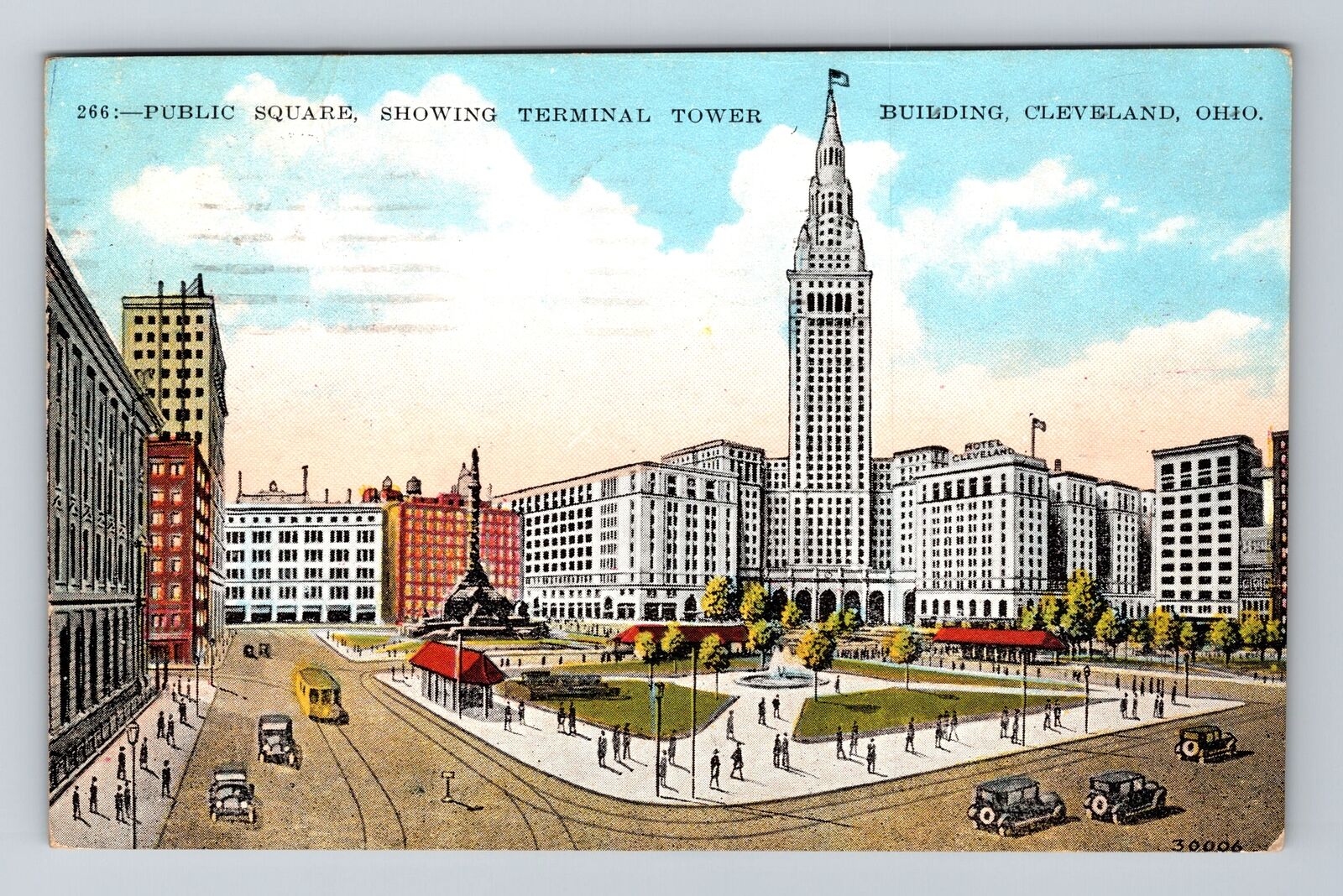 Cleveland OH-Ohio, Terminal Tower, Public Square, c1928 Vintage Postcard