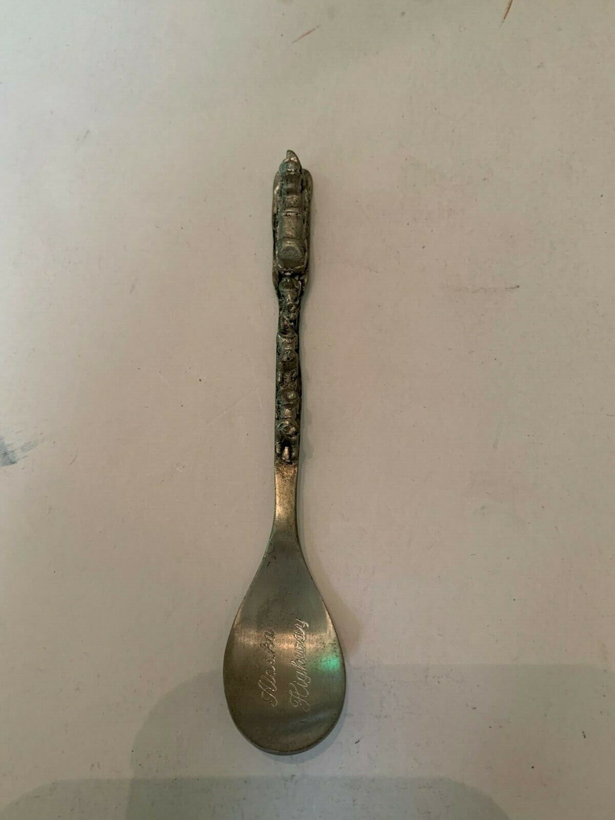 1985 Alaska Highway Dog Sled Pewter Souvenir Spoon Made In Canada