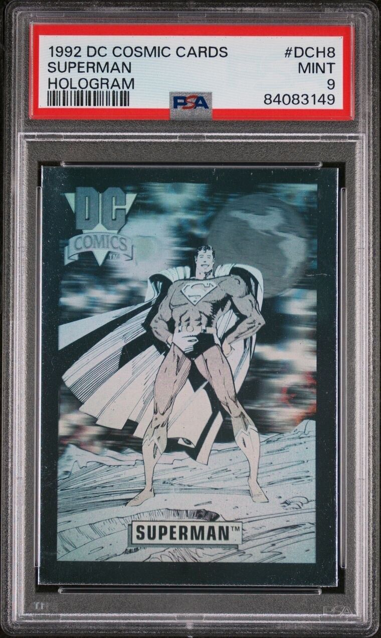 1992 DC Cosmic Cards Hologram Superman #DCH8 | PSA 9 Mint | ⚡️ POP 8 ⚡️