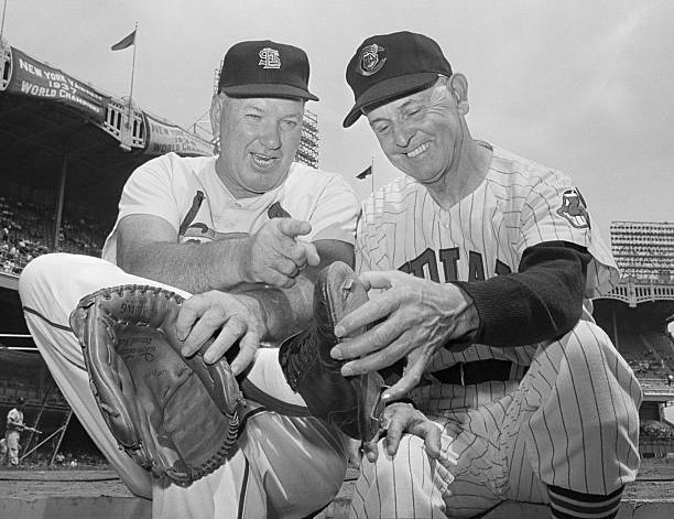 New York Dizzy Dean points out Earl Averill toe that liner off - 1962 Old Photo