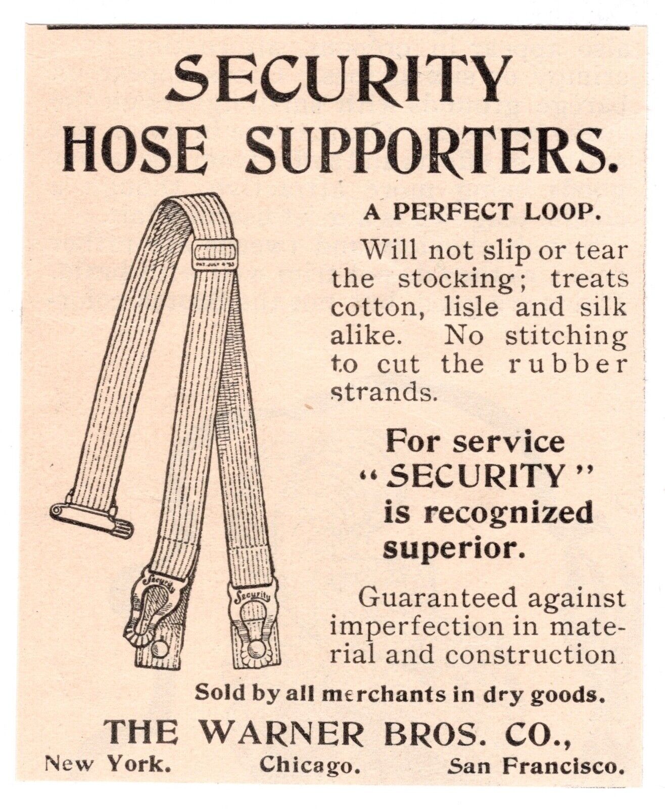 1880s Security Hose Supporters Warner Bros Co Victorian Fashion Antique Print Ad