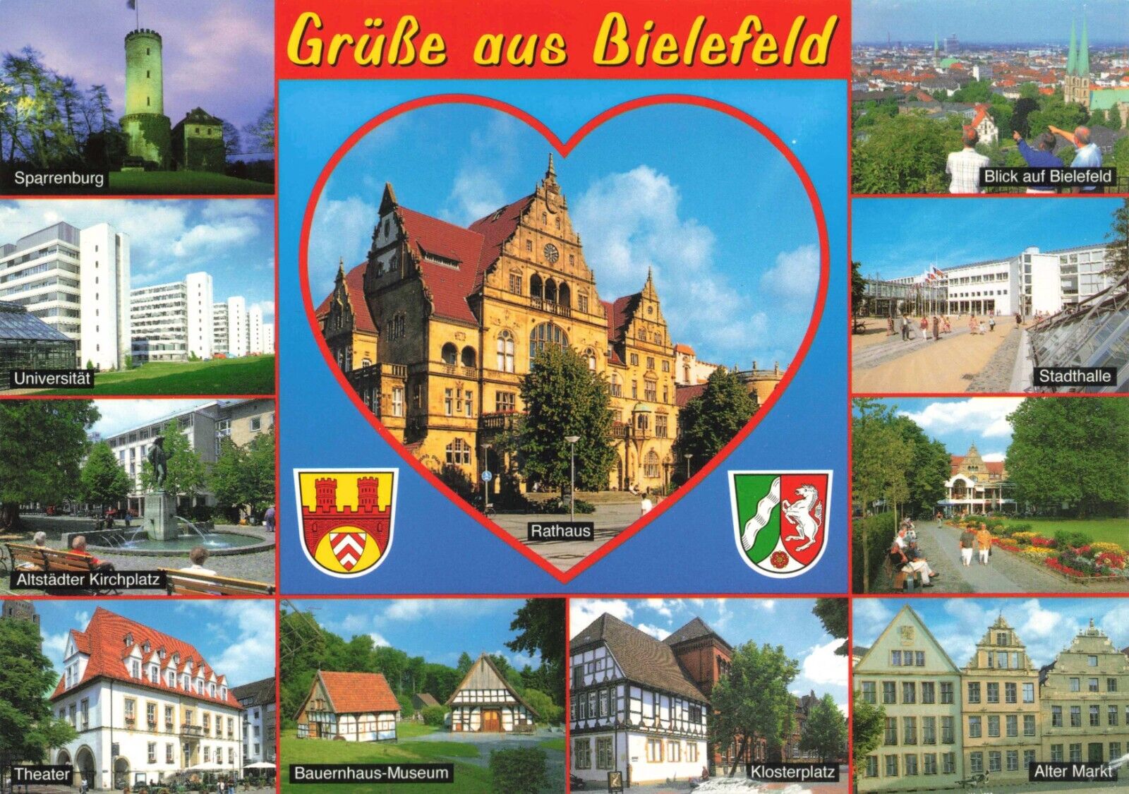 Postcard Germany Bielefeld Multiview Teutoburg Forest Europe Coat of Arms