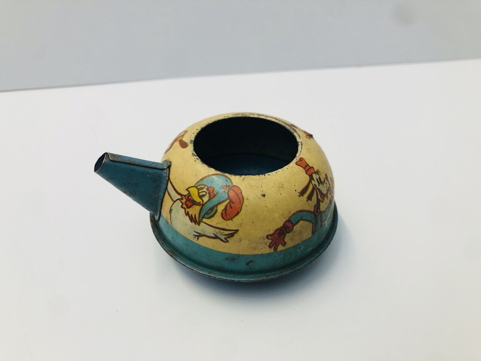 Vintage Disney Tin Toy Child’s Teapot Walt Disney Enterprises No Lid or Handle