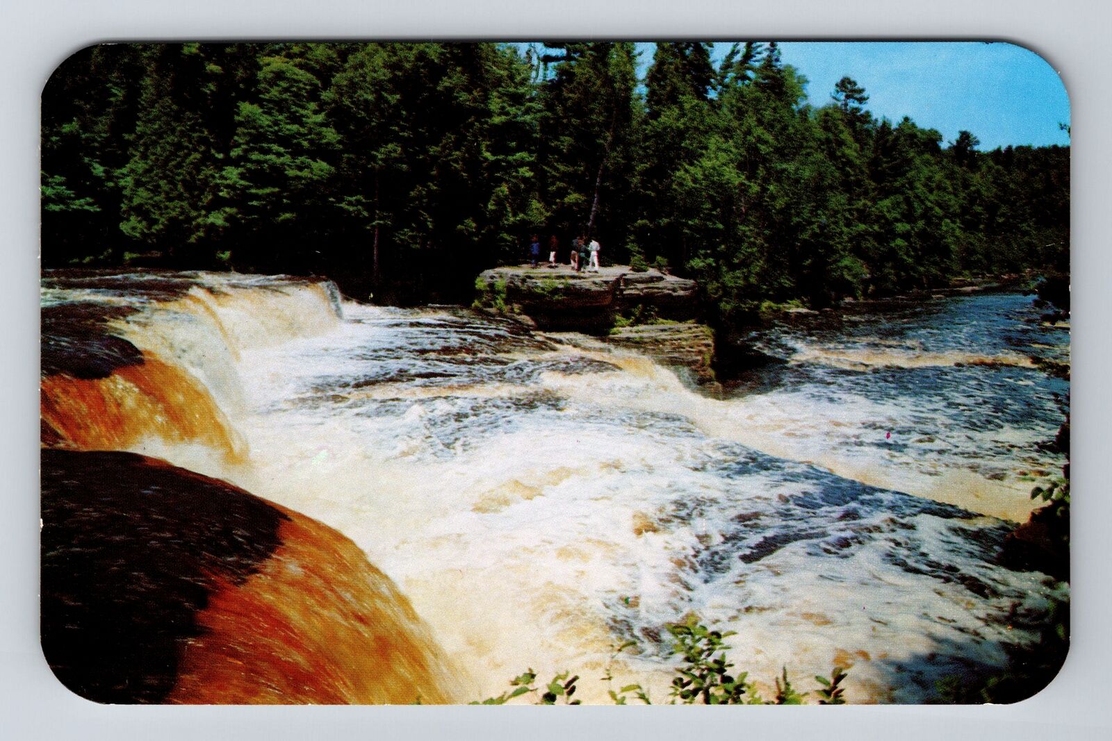 MI-Michigan, People Viewing the Lower Tahquamenon Falls, Vintage Postcard
