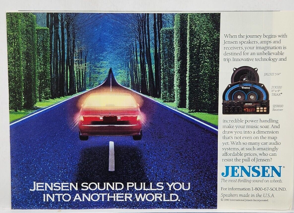 1990 Jensen Car Audio Speakers Vintage Print Ad Man Cave Poster Art Deco 90\'s