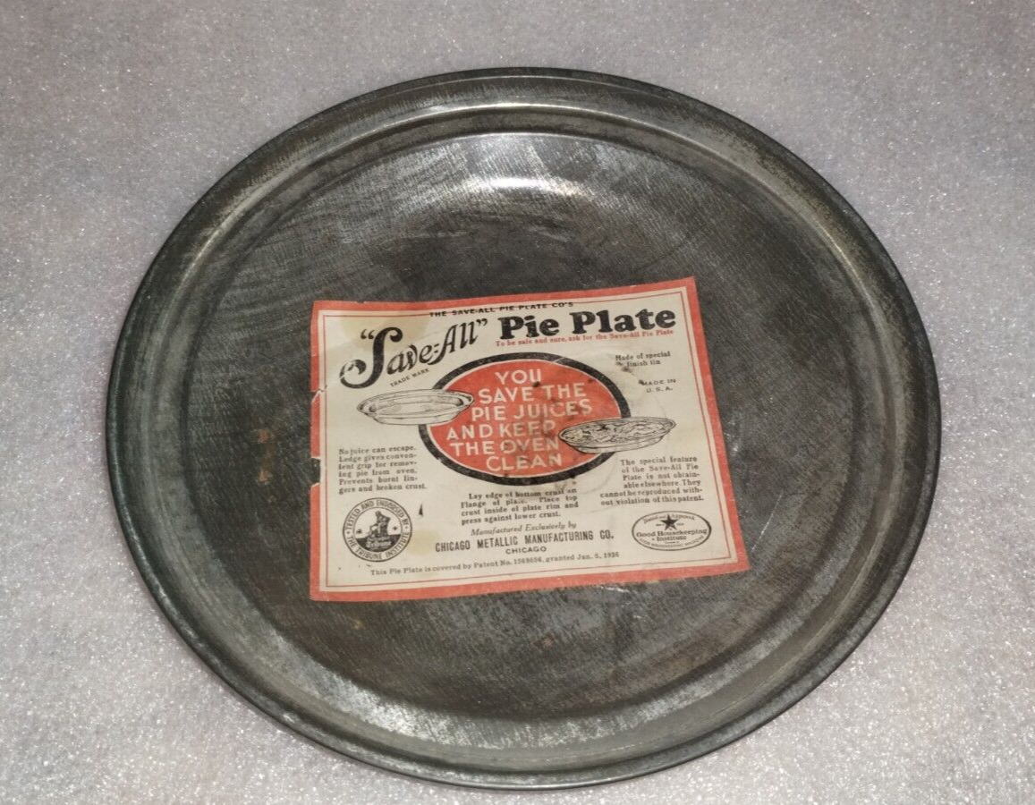 Vintage Crisco Tin Pie Plate with Rare Label Chicago
