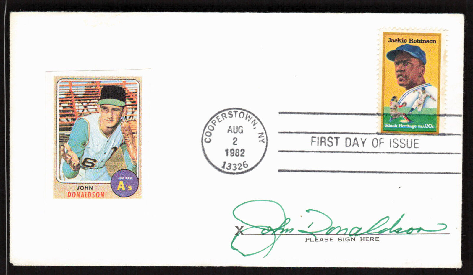 John Donaldson Signed FDC Jackie Robinson Stamp Cover Kansas City Athletics Auto