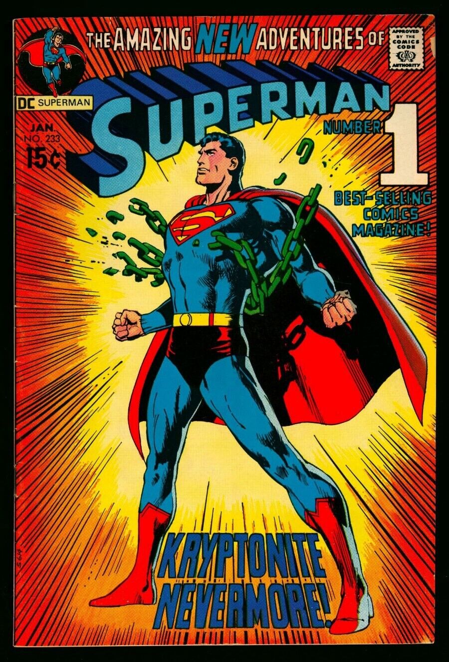 Superman #233 - Classic Neal Adams Cover Kryptonite Nevermore - DC Comic 1971