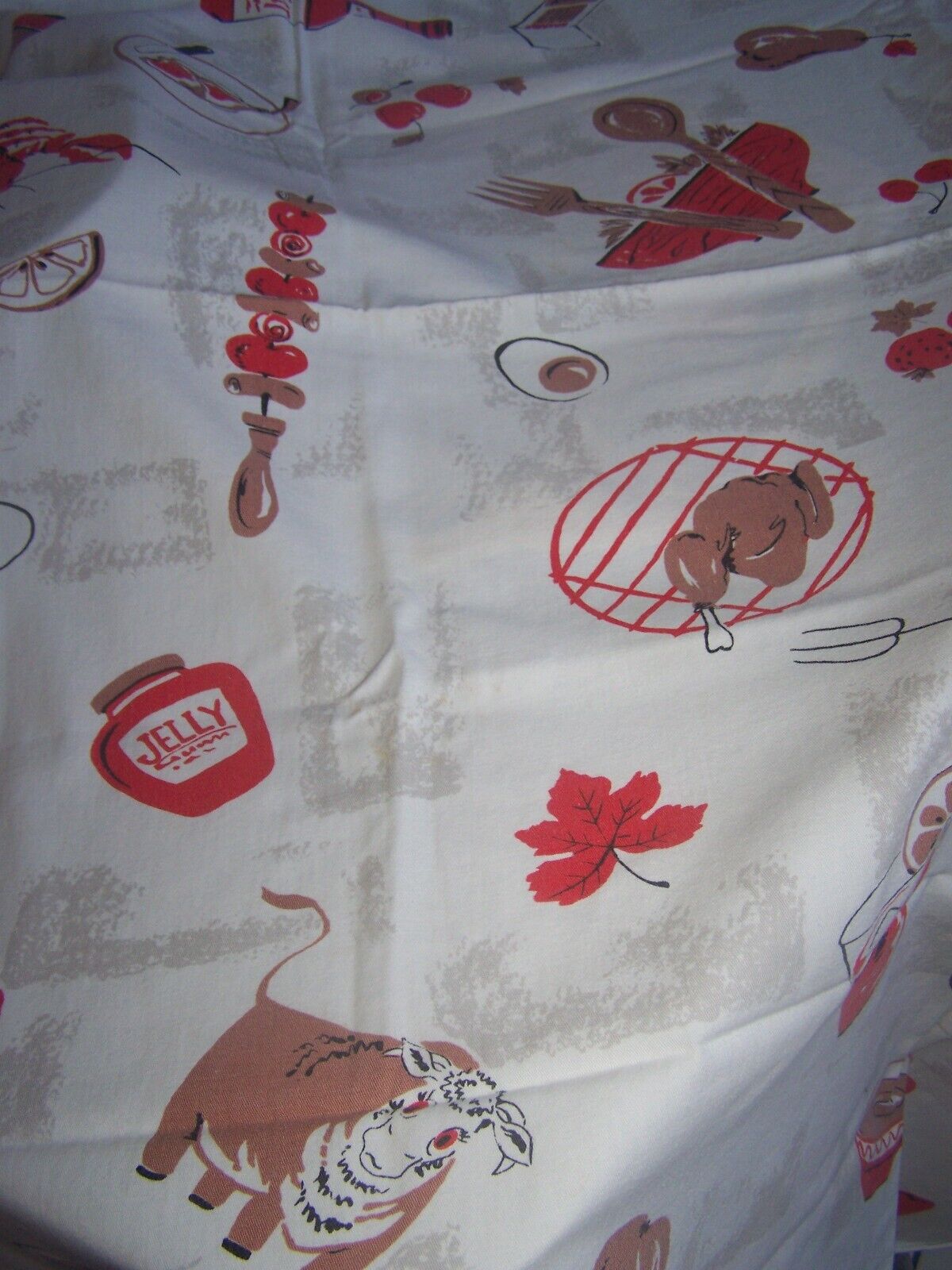 VINTAGE TABLECLOTH ~ Retro 50's? - COOKOUT  BBQ  FOOD