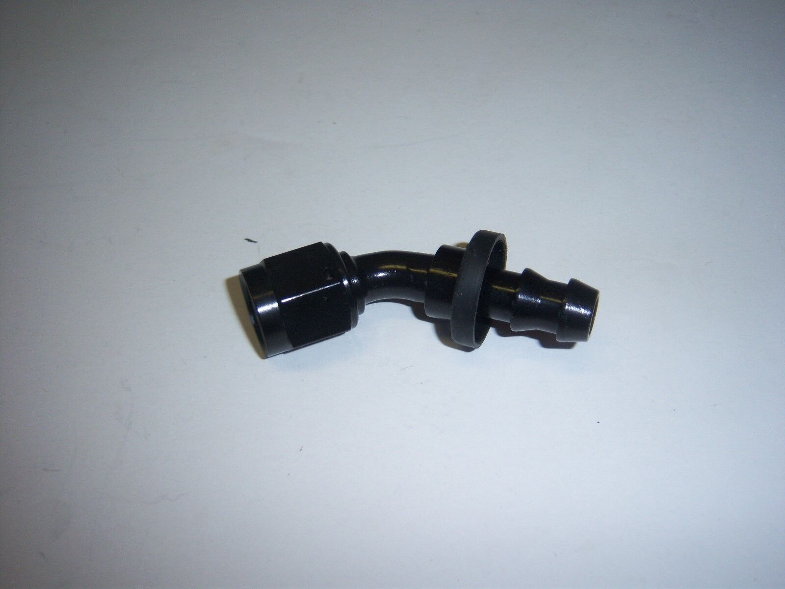 3/8 BARB TO 6AN FEMALE FUEL ADAPTER 45 DEGREE BLACK