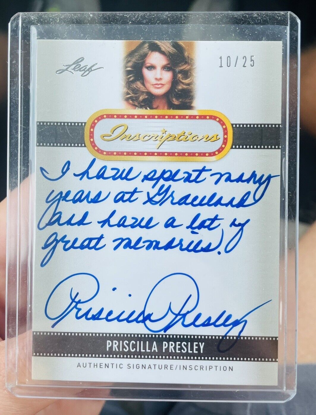 Priscilla Presley 2012 Leaf Auto Elvis Graceland /25 SP Autograph Signed ON CARD