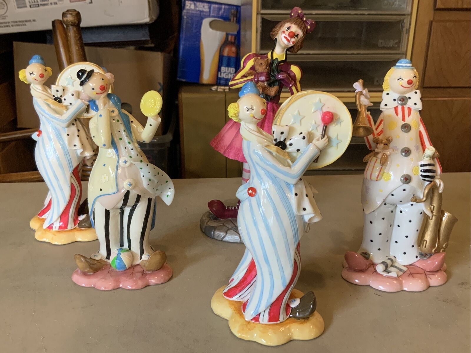 LOT OF 5 VINTAGE HERCO GIFT PROFESSIONAL CLOWN FIGURES FIGURINES 