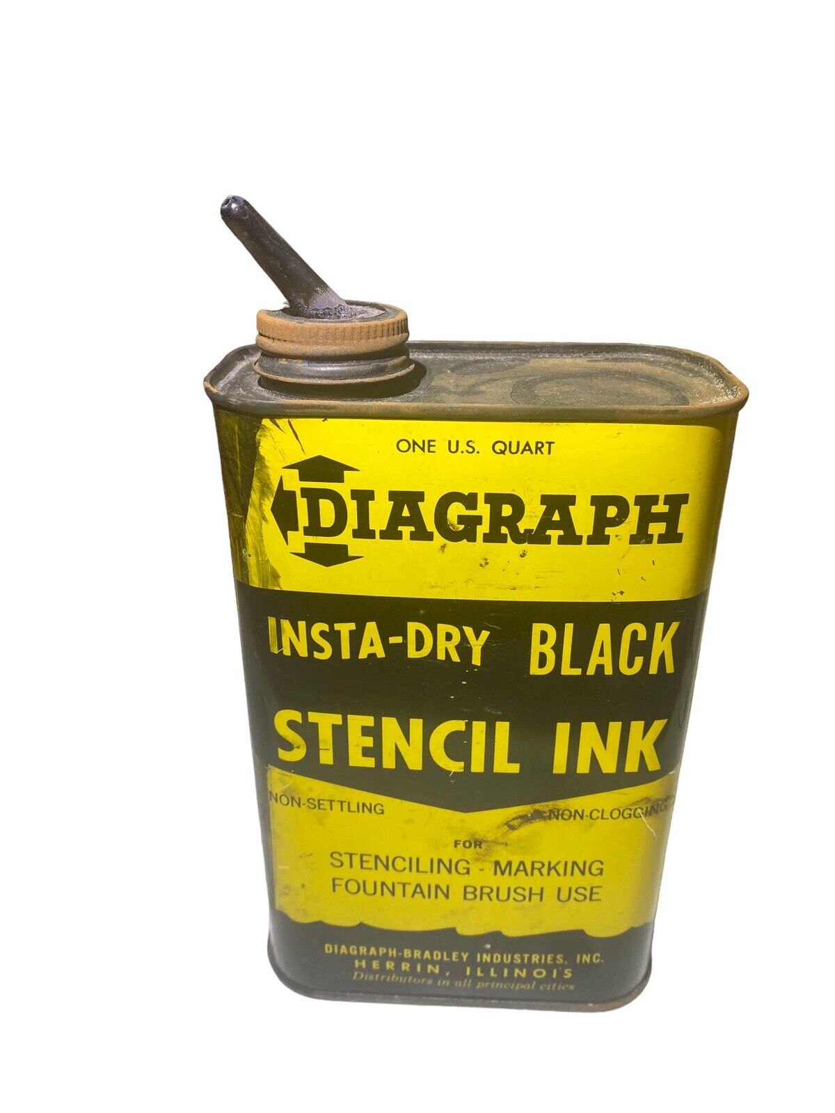 Diagraph Insta-dry Black Stencil Ink Tin Empty Dried Up 1qt