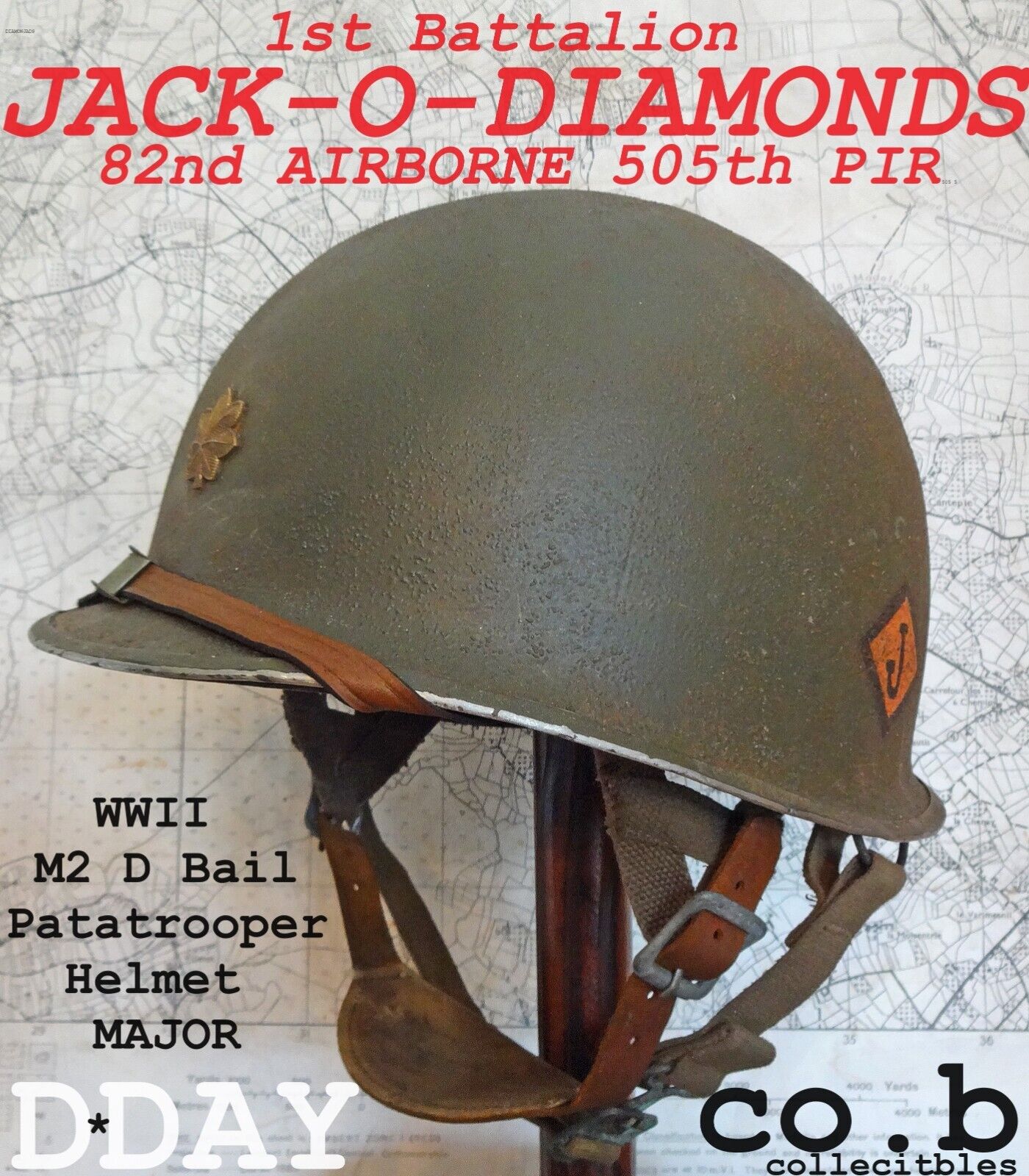 WWII M2 Dbail Helmet 82nd ABN 505th PIR MAJOR w/WWII Westinghouse Jump Liner