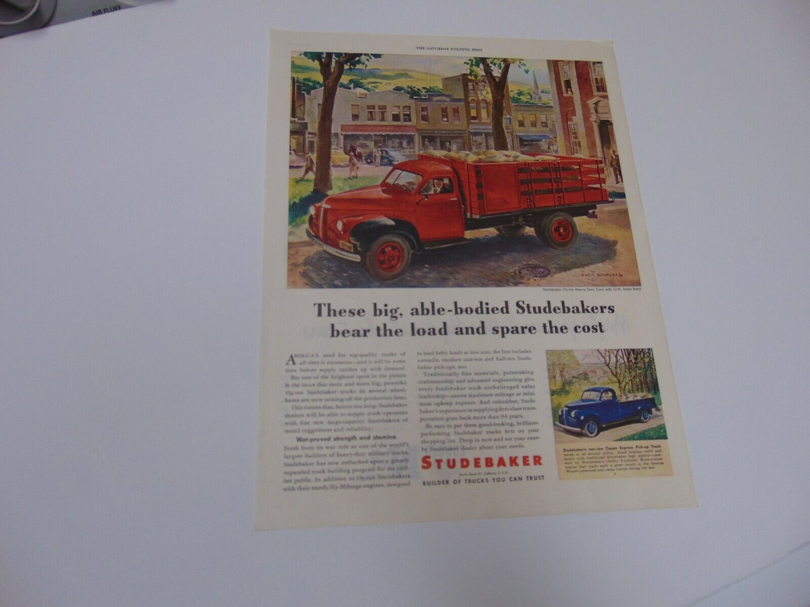 1946 STUDEBAKER 1 1/2-Ton Red Stake Body Truck print ad