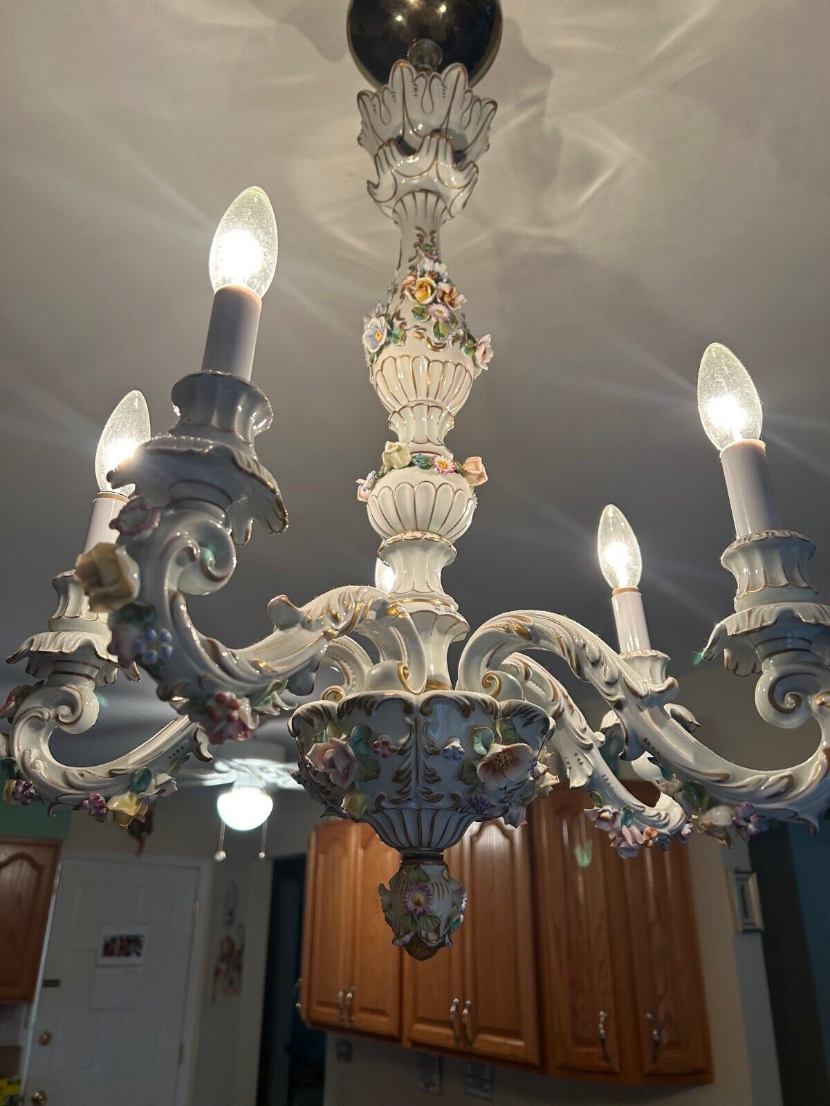 Vintage 5 arm Capodimonte chandelier