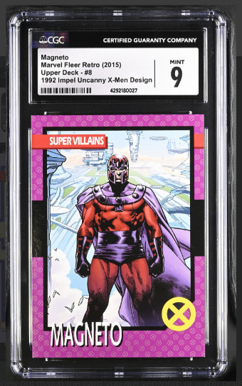 2015 Marvel Fleer Retro Design 1992 Impel Magneto #8, CGC Graded 9 Mint