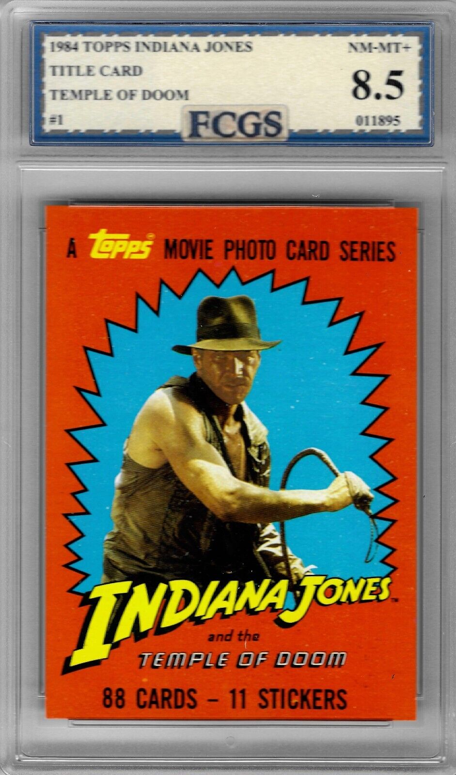 1984 Indiana Jones Title Card #1 Graded FCGS 8.5 NM-MT+