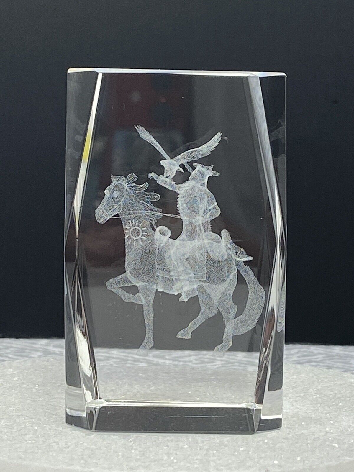 Vintage Lucite/Acrylic Clear cube etched with Horse/Paper Weight