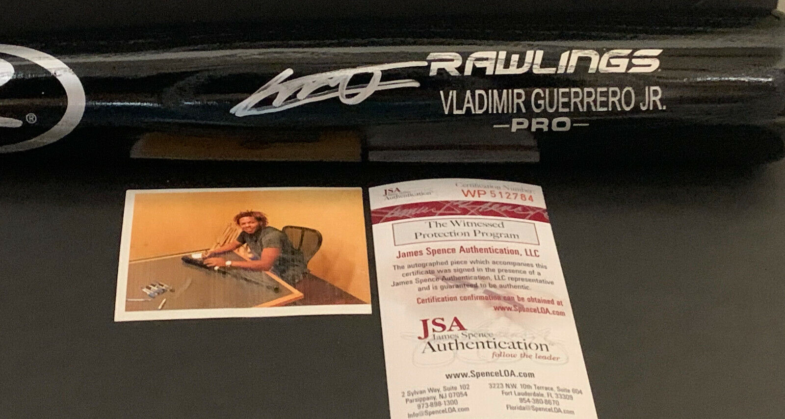 Vladimir Guerrero Jr Blue Jays Signed Engraved Bat JSA WITNESS COA Black 2