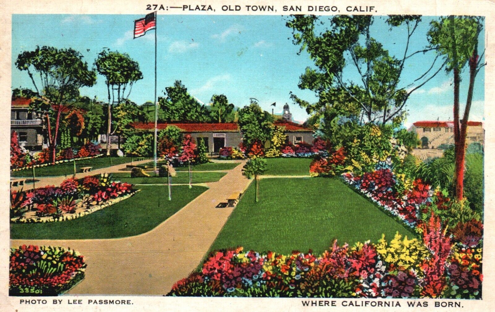 Postcard CA San Diego California Old Town Plaza Linen Unposted Vintage PC H4625