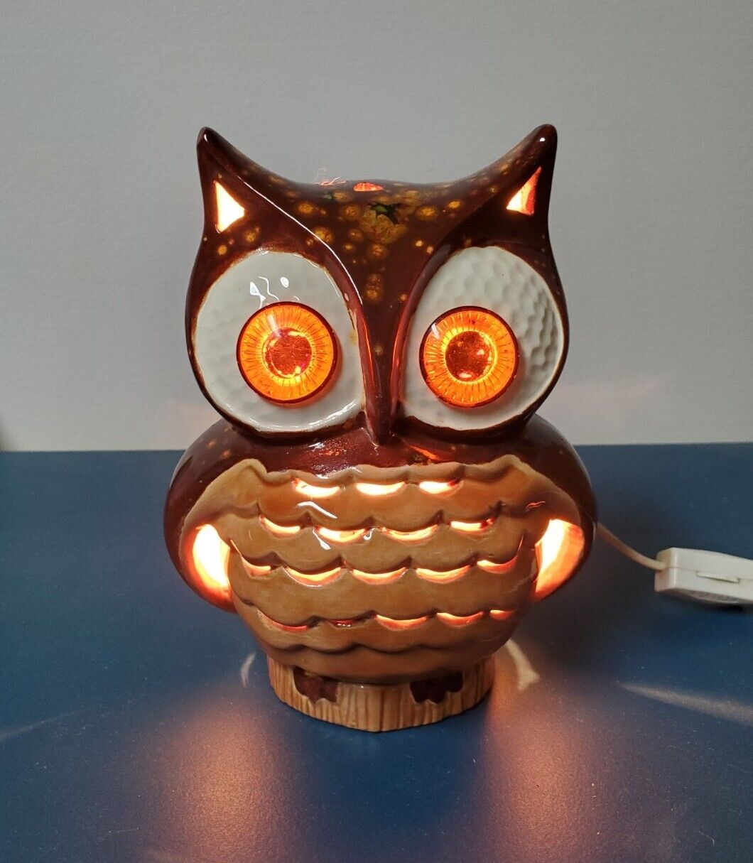 Vintage Ceramic Owl Table Lamp Night Light Retro Mid Century Modern Decor