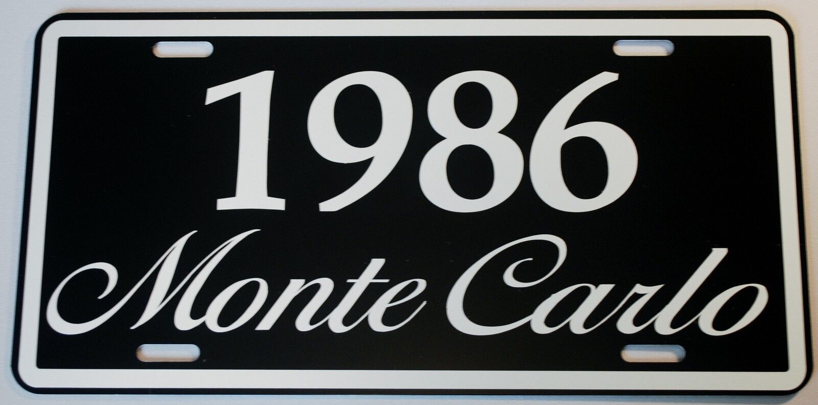 1986 86 MONTE CARLO METAL LICENSE PLATE 350 400 454 SS LOWRIDER NASCAR CHEVY