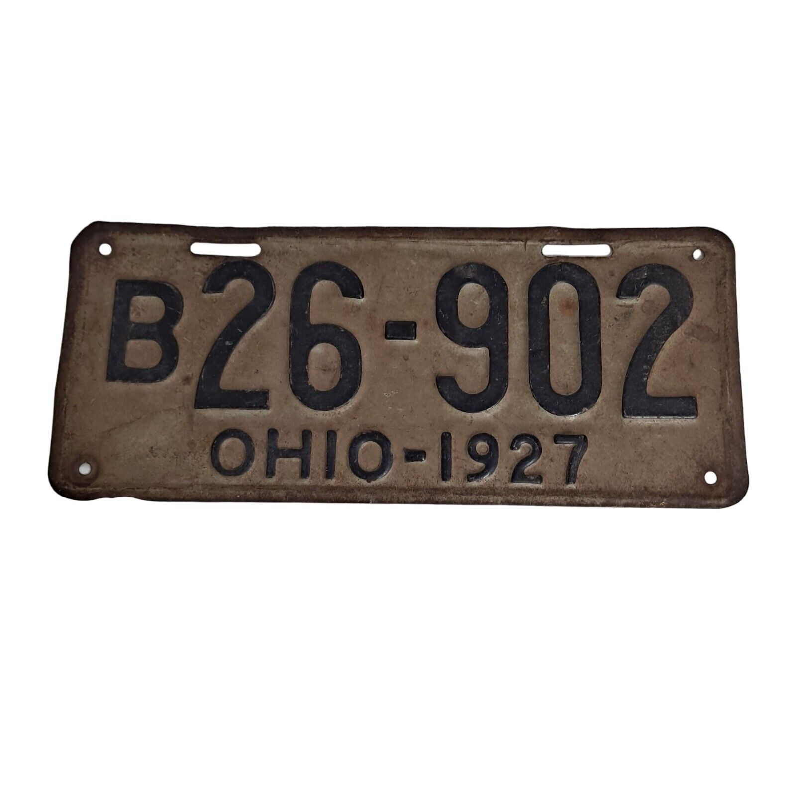 Antique 1927 Ohio License Plate B26-902 Automobile Rustic Original Vintage Decor