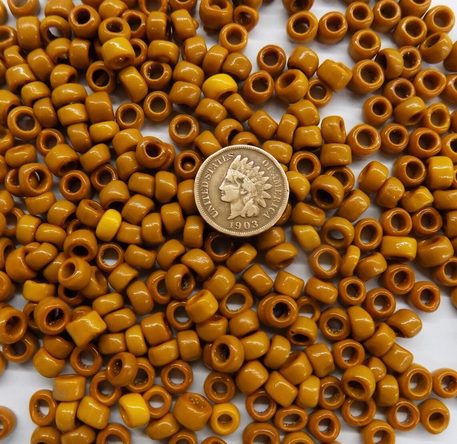 RARE  1/4# Pound Buckskin Small Crow Antique African Beads Venetian Trade V 210
