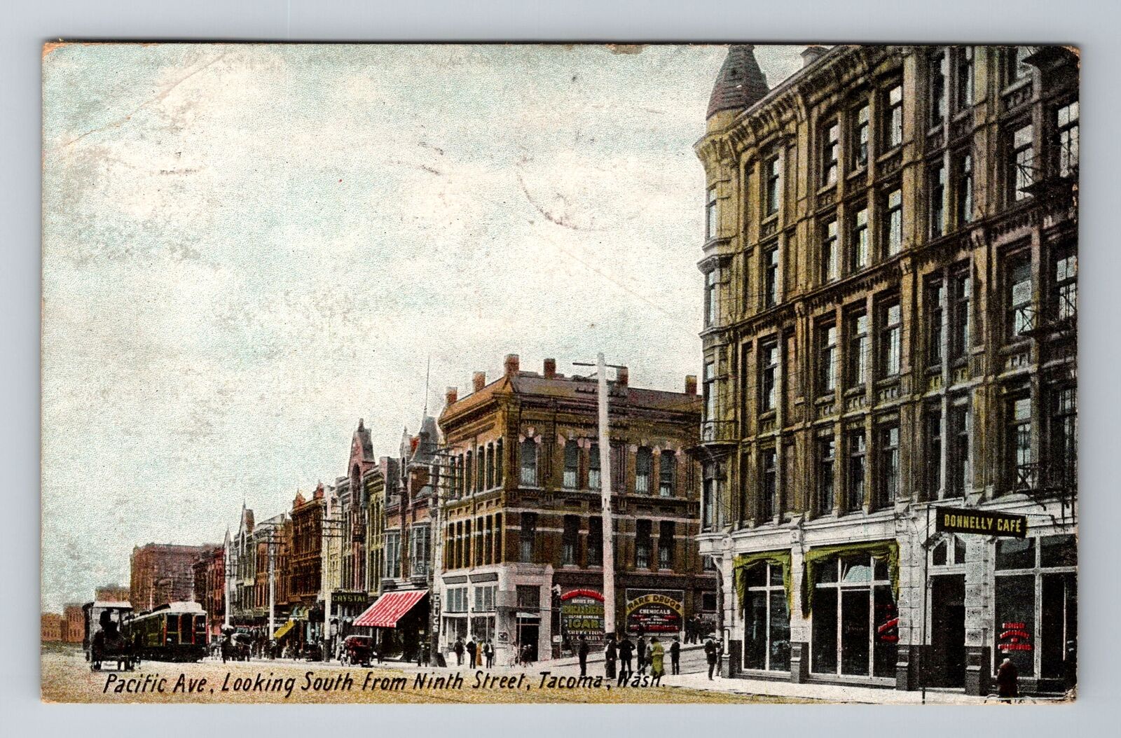 Tacoma WA-Washington, Pacific Avenue, Advertising, Vintage c1907 Postcard