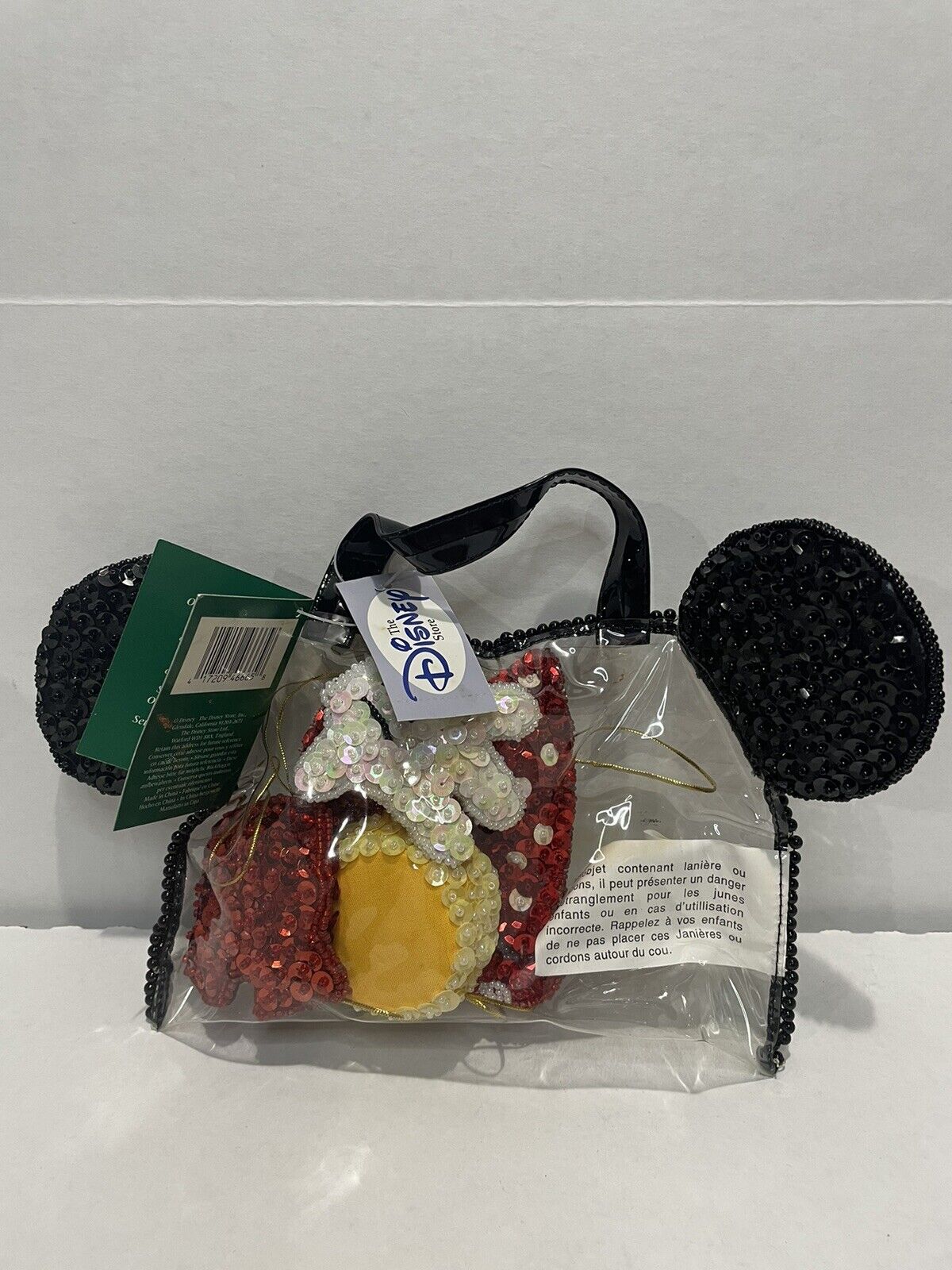 Vintage Disney Store Christmas Ornaments 6 Pcs Mickey Mouse Themed In Bag W Ears
