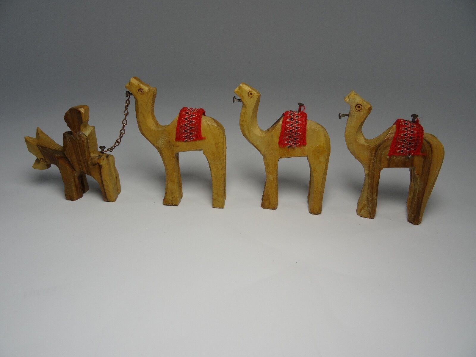 Vintage Hand Carved Camel Donkey Lot Olive Wood Ornament Nativity