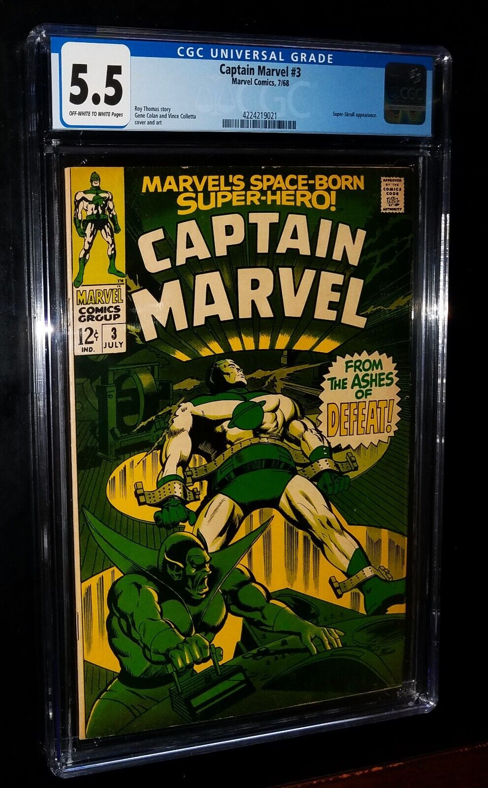 CGC CAPTAIN MARVEL #3 1968 Marvel Comics CGC 5.5 FINE-